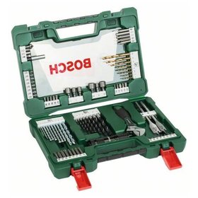 Bosch - V-Line Box, Bohrer- und Bit-Set, 83-teilig, LED-Taschenlampe, Rollgabelschlüssel (2607017309)