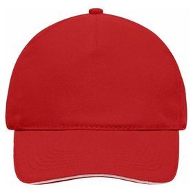 James & Nicholson - 5 Panel Sandwich Cap MB035, rot/weiß, Einheitsgröße