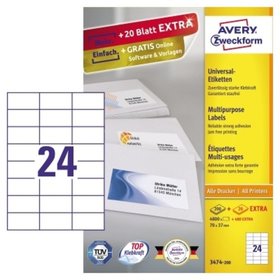 AVERY™ Zweckform - 3474-200 Universal-Etiketten 70 x 37 mm 5.280er-Pack, weiß