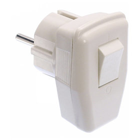 as® Schwabe - Schutzkontakt-Winkelstecker, weiß mit Schalter ohn e Beleuchtung, max1,5mm², 230V, 16A, IP20