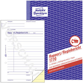 AVERY™ Zweckform - 1770 Rapport/Regiebericht, A5, selbstdurchschreibend, 2x 40 Blatt