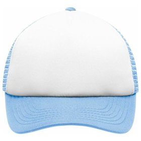 James & Nicholson - 5 Panel Kinder Mesh Cap MB071, weiß/hellblau, Einheitsgröße