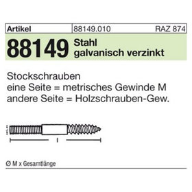 ART 88149 Stockschrauben Stahl Typ 23E M 6 x 50 galv. verzinkt gal Zn S