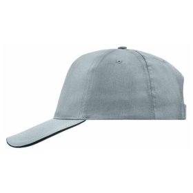 James & Nicholson - Promo Sandwich Cap 5 Panel MB6552, hellgrau/schwarz, Einheitsgröße