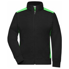 James & Nicholson - Damen Workwear Sweatjacke JN869, schwarz/lime-grün, Größe XXL