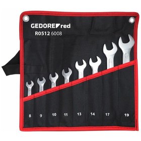 GEDORE red® - Doppelmaulschlüssel Satz, Set 8-tlg, SW 6-22mm, kurz Set Rolltasche, R05126008