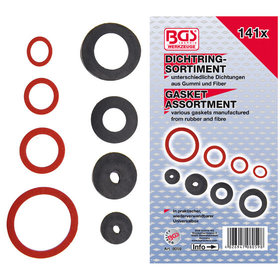 BGS - Dichtring-Sortiment Gummi und Fiberglas 141-teilig