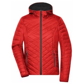 James & Nicholson - Damen Wende-Steppjacke Sorona JN1091, rot/carbon, Größe L