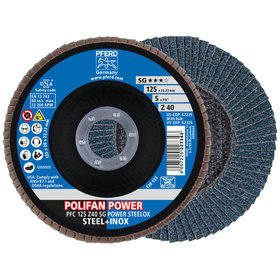 PFERD - POLIFAN POWER Fächerscheibe PFC 125x22,23 mm konisch Z40 SG STEELOX Stahl/Edelstahl (2)