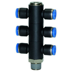 RIEGLER® - T-Mehrfachverteiler »Blaue Serie«, 6-fach, drehbar, R 1/8" A Ø4mm