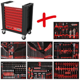 KSTOOLS® - Performanceplus Werkstattwagen-Satz P10 mit 399 Werkzeugen für 7 Schubladen