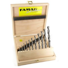 FAMAG® - Holzspiralbohrer-Bitsatz lang 11-teilig Ø 3, 4 ,5 ,6, 7, 8, 9, 10, 11, 12 und 13mm im Holzkasten