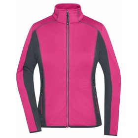 James & Nicholson - Damen Strukturfleece Jacke JN783, pink/carbon, Größe XS