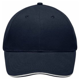 James & Nicholson - 6 Panel Sandwich Cap MB6541, navy-blau/weiß, Einheitsgröße