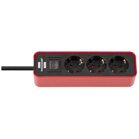brennenstuhl® - Ecolor Steckdosenleiste 3-fach mit Schalter und 1,5m Kabel, rot/schwarz