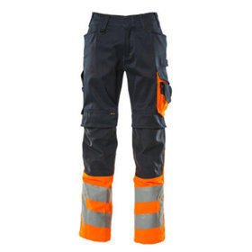 MASCOT® - Leeds Hose mit Knietaschen SAFE SUPREME, Schwarzblau/hi-vis Orange, Größe 76C51