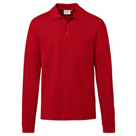 HAKRO - Longsleeve-Pocket-Poloshirt Top 809, rot, Größe M