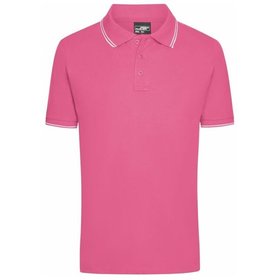 James & Nicholson - Herren Elastic Poloshirt JN986, pink/weiß, Größe XXL