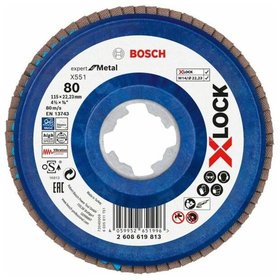 Bosch - X-LOCK-Fächerschleifscheibe X551, Expert for Metal, K: 80, 115 mm (2608619813)