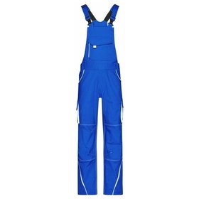 James & Nicholson - Workwear Latzhose JN848, königs-blau/weiß, Größe 44