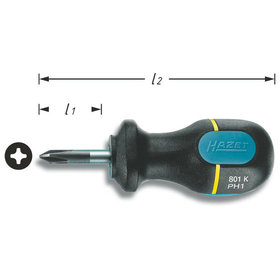 HAZET - Schraubendreher 801K-PH2 - Kreuzschlitz Profil PH - Schlüsselweite PH2