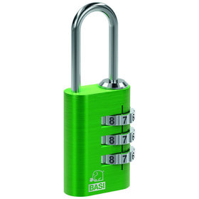 BASI - Kofferschloss - KS 611L, Aluminiumgehäuse, 3-stellige Zahlenkombination, Farbe: Grün