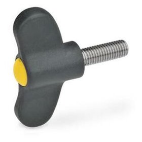 Ganter Norm® - 633.1-40-M5-16-DGB Flügelschrauben, Kunststoff, mit Edelstahl-Gewindestift