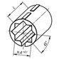 KIPP - REDUZIERHÜLSE FÜR VIERKANTROHRE A=20,25, B=30, THERMOPLAST SCHWARZ