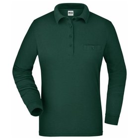 James & Nicholson - Damen Langarm Workwear Poloshirt JN865, dunkelgrün, Größe XXL