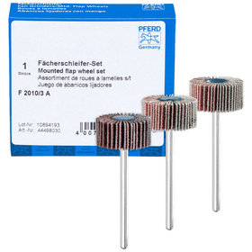 PFERD - Fächerschleifer-Set Korund Ø20x10mm Schaft-Ø3mm A 80,120 und 180 für Feinschliff & Finish