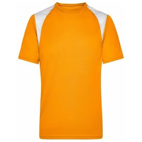 James & Nicholson - Topcool® T-Shirt Herren JN397, orange/weiß, Größe M