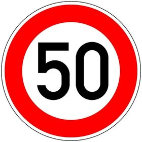 Verkehrszeichen 274-50 zulässige Höchstgeschwindigkeit 50 km/h RA2