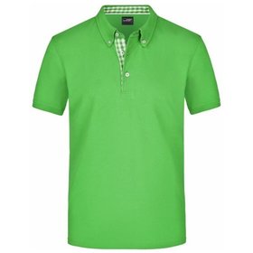 James & Nicholson - Herren Poloshirt Karo Optik JN964, lime-grün/weiß, Größe XXL