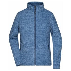 James & Nicholson - Damen Melange Fleecejacke JN769, blau-melange/navy-blau, Größe M