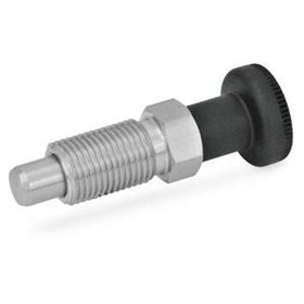 Ganter Norm® - 717-3-M6-B-NI Edelstahl-Rastbolzen, mit Knopf, mit und ohne Rastsperre