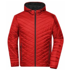 James & Nicholson - Herren Wende-Steppjacke Sorona JN1092, rot/carbon, Größe 3XL