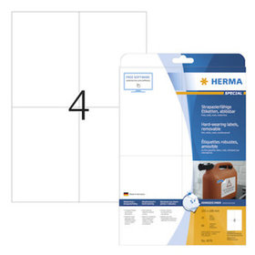 HERMA - Folien-Etiketten, 105x148mm, weiß, Pck=80 Stück, 4576, ablösbar, wetterfest