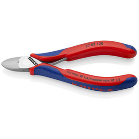 KNIPEX® - Elektronik-Seitenschneider, mit durchgestecktem Gelenk mit Mehrkomponenten-Hüllen 130 mm 7782130