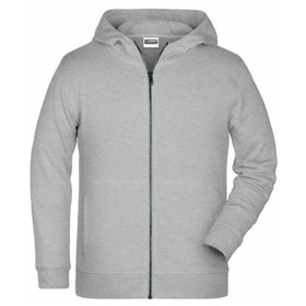 James & Nicholson - Kinder Hoody Sweatjacke 8026K, grau heather, Größe S