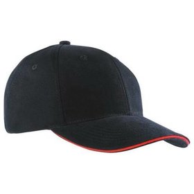 James & Nicholson - 6 Panel Sandwich Cap MB024, schwarz/rot, Einheitsgröße