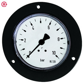 RIEGLER® - Standardmanometer, Frontring schwarz, G 1/4" hinten, 0-10,0 bar, Ø 50