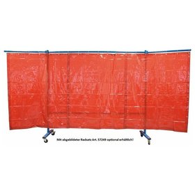ELMAG - Schweißerschutzwand 3-teilig, Folienvorhang rot, Breite 3,8m, Höhe 1,83m