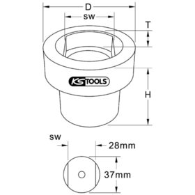 KSTOOLS® - Blattfederbolzen-Stecknuss für Scania, 28mm