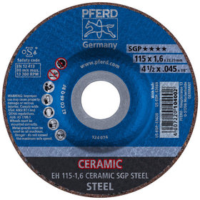 PFERD - Trennscheibe EH 115x1,6x22,23 mm gekröpft CERAMIC Speziallinie SGP STEEL für Stahl