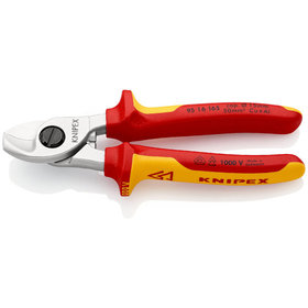 KNIPEX® - Kabelschere verchromt, isoliert mit Mehrkomponenten-Hüllen, VDE-geprüft 165 mm 9516165