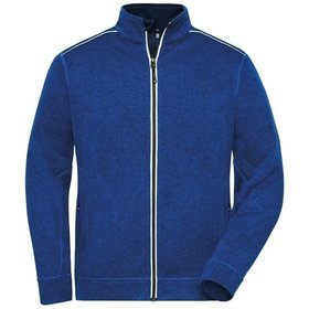 James & Nicholson - Herren Workwear Melange-Fleecejacke JN898, königs-blau/navy-blau, Größe XL