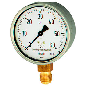 RIEGLER® - Kapselfedermanometer, Edelstahl, G 1/2" unten, 0-40 mbar, Ø 100