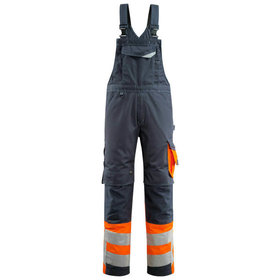 MASCOT® - Sunderland Latzhose mit Knietaschen - SAFE SUPREME - Schwarzblau/hi-vis Orange, Gr. 76C46