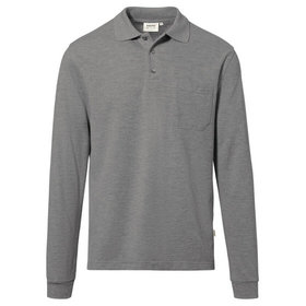 HAKRO - Longsleeve-Pocket-Poloshirt Top 809, grau meliert, Größe 2XL