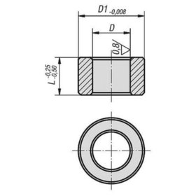 KIPP - ZENTRIERBUCHSE GÜTE II, D=13, T=+0,025 BIS +0,050, L=13, WÄLZLAGERSTAHL GEHÄR...